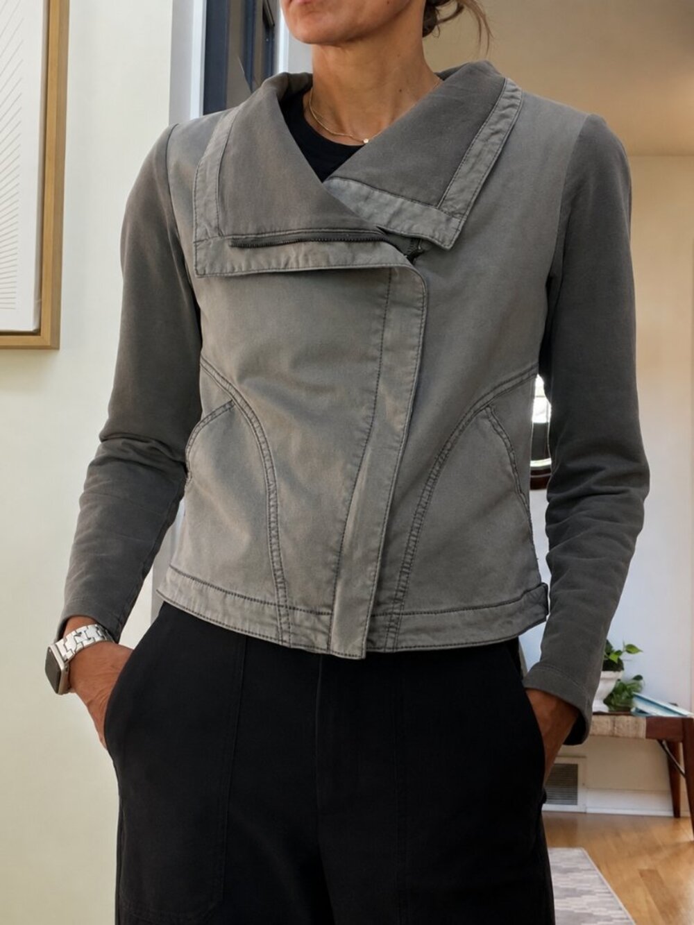 Anthropologie Marrakech Gray Moto Jacket Size M Asymmetrical Zip